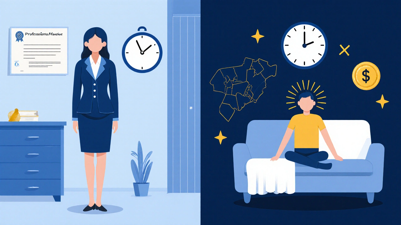 Art conceptuel comparant les effets d’un massage professionnel et d’un auto‑massage.