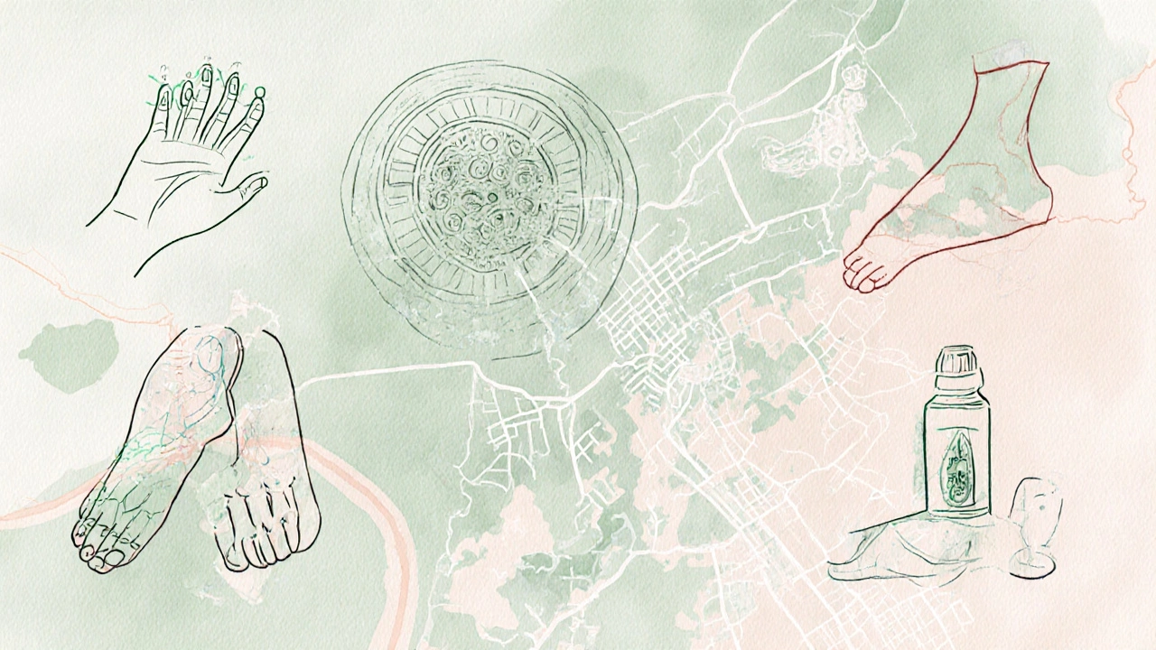 Illustration à l’aquarelle de symboles de bien‑être asiatique sur carte de Paris.