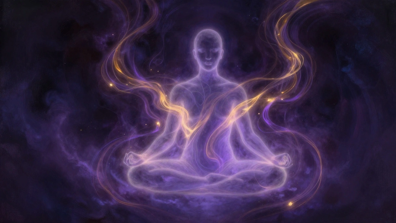 Représentation visuelle de flux d'énergie vitale chez une personne.