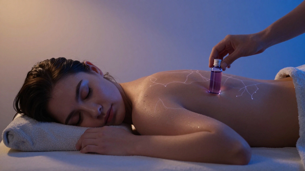 Transition subtile entre éveil et sommeil, avec une huile de lavande et des ondes cérébrales apaisantes.